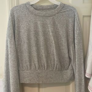 Light grey terry cloth material long sleeve